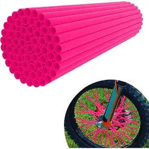 Bike Spoke Covers,Universal 72Pcs Dirt Bike Spoke Skins Wheel Wraps for 8"-21" Rims for Dirt Pit Bike Motorcycle Bicycle Wheelchair Decoration - Pink