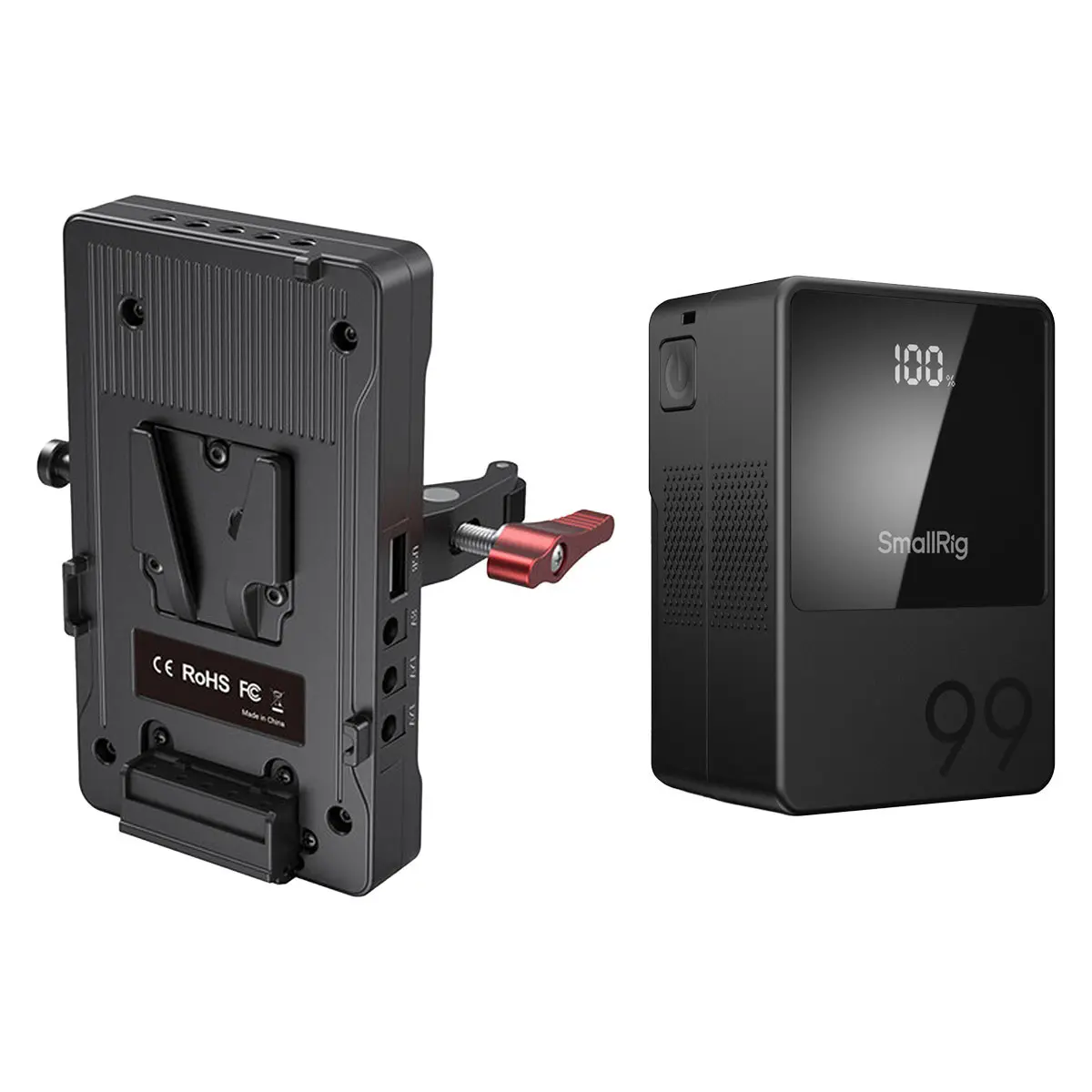 SmallRig 3202 Durable V-Mount Battery Adapter Plate with Crab-Shaped Clamp, Camera Accessories Bundle with VB99 99Wh 6800mAh Mini V-Mount Li-Ion Battery for Digital Camera