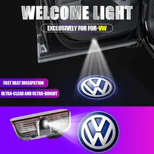 2pcs Car Door Emblem LED Light Welcome Lamp Laser Projector For Volkswagen TIGUAN 10-20,TOUAREG 11-20,VW CC 09-20,TOURAN 16-23,PHIDEON 16-22,SHARAN 12-16,CIROCCO 09-16,EOS 08-13,MAGOTAN 07-24,PASSAT VARIANT B8 2016,GOLF 10-24,SAGITAR 06-24,PASSAT 11-24