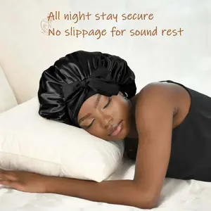 Satin Sleep Bonnet for Curly & Textured Hair Double Layered Adjustable Tie Band for Frizz Control & Moisture Retention Soft Breathable Stylish Multiple Colors