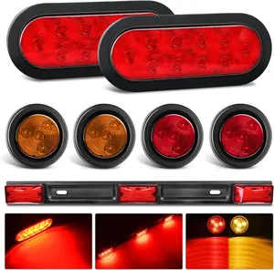 Nilight LED Trailer Light Kit 6 Inch Oval Stop Turn Tail Light 2 Inch Round Red Amber Side Marker Light 9 LED Trailer ID Light Bar for 12V RV Camper Caravan Truck Trailer Bus Boat nilight truck  dealsforyoudays