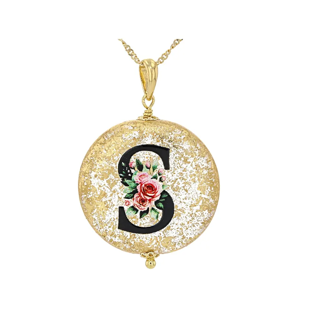 JTV Murano Glass Initial "S" Pendant with 18" Chain