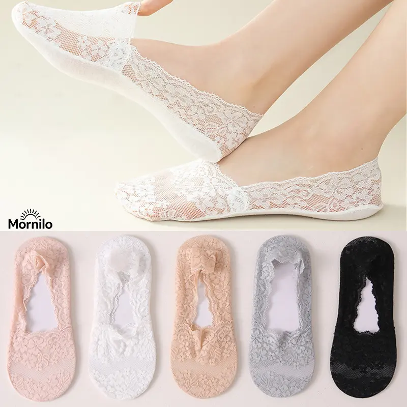Women's 5-Pair Invisible No-Show Socks, Ultra-Thin Breathable Low-Cut Ankle Socks with Silicone Grip Non-Slip Heel, Summer Lightweight Ice Silk Comfortable Basic Everyday Wear for Sneakers, Ballet Flats Casual Fit