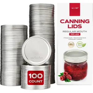 - Canning Lids Regular Mouth, 100-Pack - Create Airtight Seals on Mason Jars to Preserve  for Meal Prep &  Storage - 2.7 In. Steel Lids with  Seals - Canning Supplies