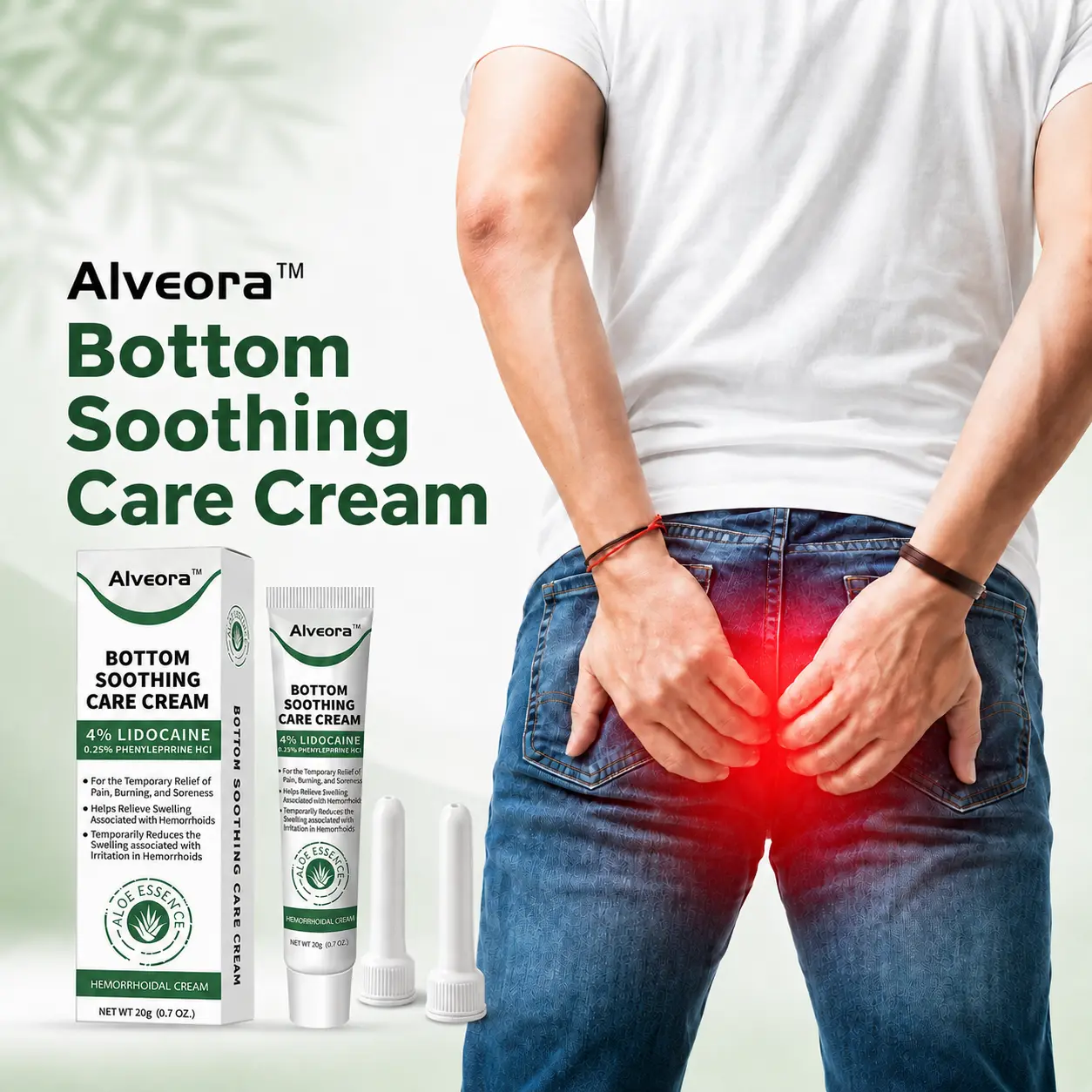 Alveora Gentle Intimate Soothing Cream Soothing Cream, Aloe Infused Intimate Discomfort Relief Ointment with Hygienic Precision Applicator, Fast Soothing for Burning Soreness Swelling, Daily Private Care Cream for Men Women All-Day Comfort