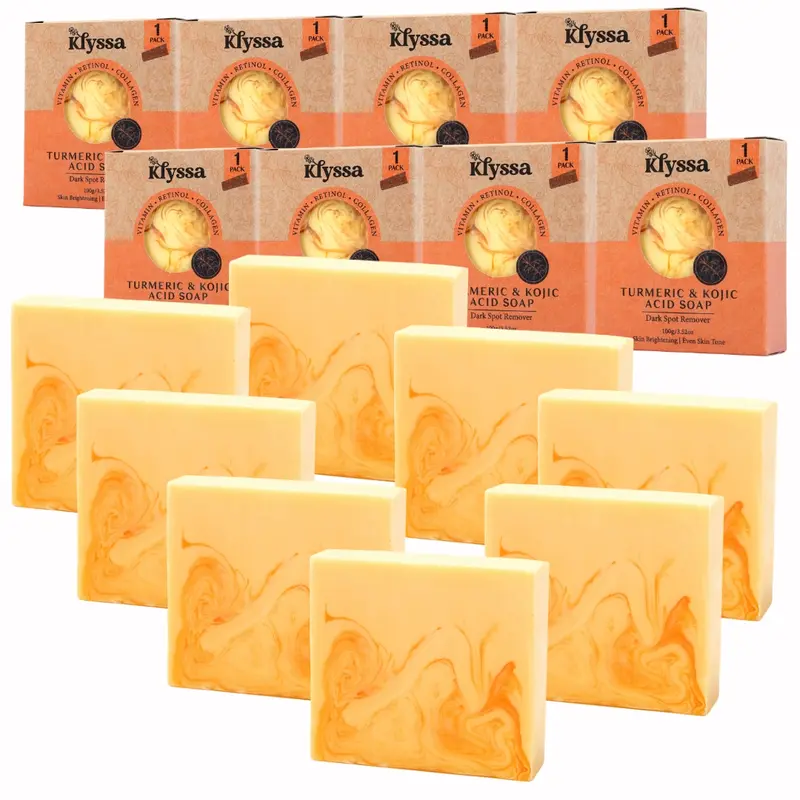 Klyssa 8 Pcs Turmeric & Kojic Acid Face & Body Cleansing Bar soap Cleanser