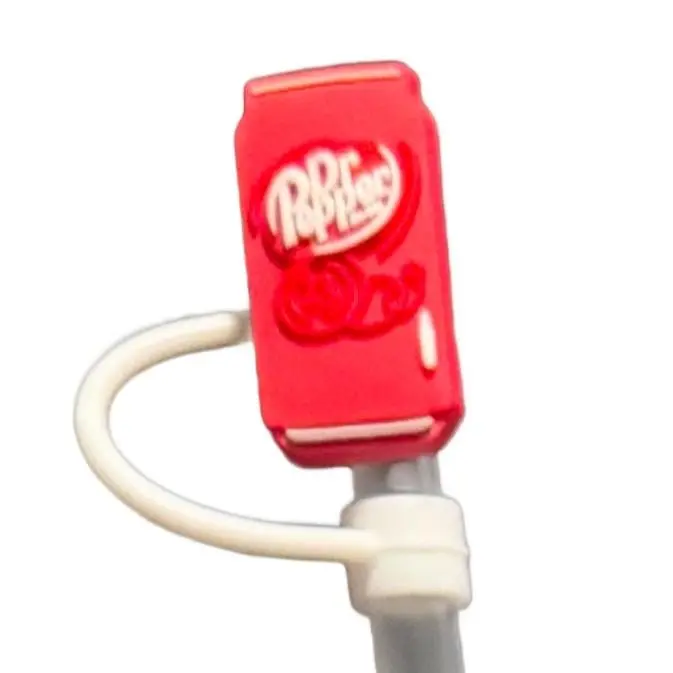 Dr Pepper Drinkware Accessories - Red Can 8mm straw topper.  Fits 20oz tumbler straw. Beverage trendy water Grip Drinking Fitting Secured, Straw Toppers For Tumblers