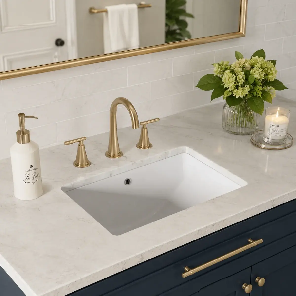 Kichae 21'' x 14'' Rectangular Undermount White Ceramic Bathroom Sink,  Under Counter Lavatory Sink with Overflow Hole for Modern Farmhouse & Transitional Bathroom Remodel