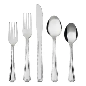 Mainstays 49 Piece Lace Stainless Steel Silver Flatware Value Set with Tray Organizer, Service for 8 3.11 lb