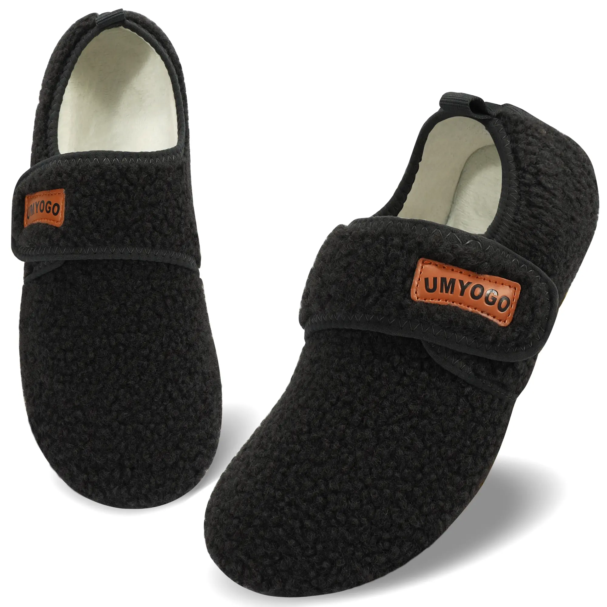 Unisex Cozy Fleece House Slippers with Adjustable Strap, Closed Toe, Flexible Barefoot Feel & Non-Slip Rubber Sole for Home and Travel