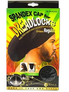 King.J Regular Size Unisex Spandex Dreadlock Cap - Lightweight Protective Headwear for Workouts, Sleeping, Black Hair, Various Colors, Bathroom Accessory