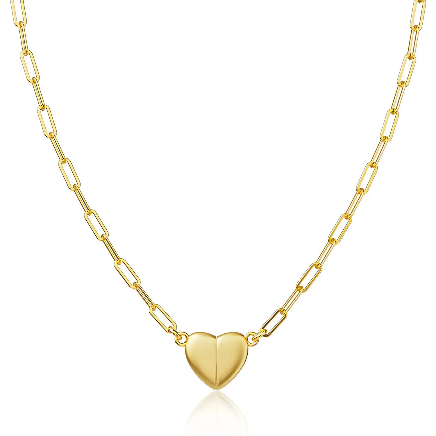 YLNWH Tewiky 14K Gold/Silver-Plated Heart Shape Pendant Magnetic Necklace for Women Dainty Fashion Choker Necklace Jewelry love Party Valentine's Day Gift