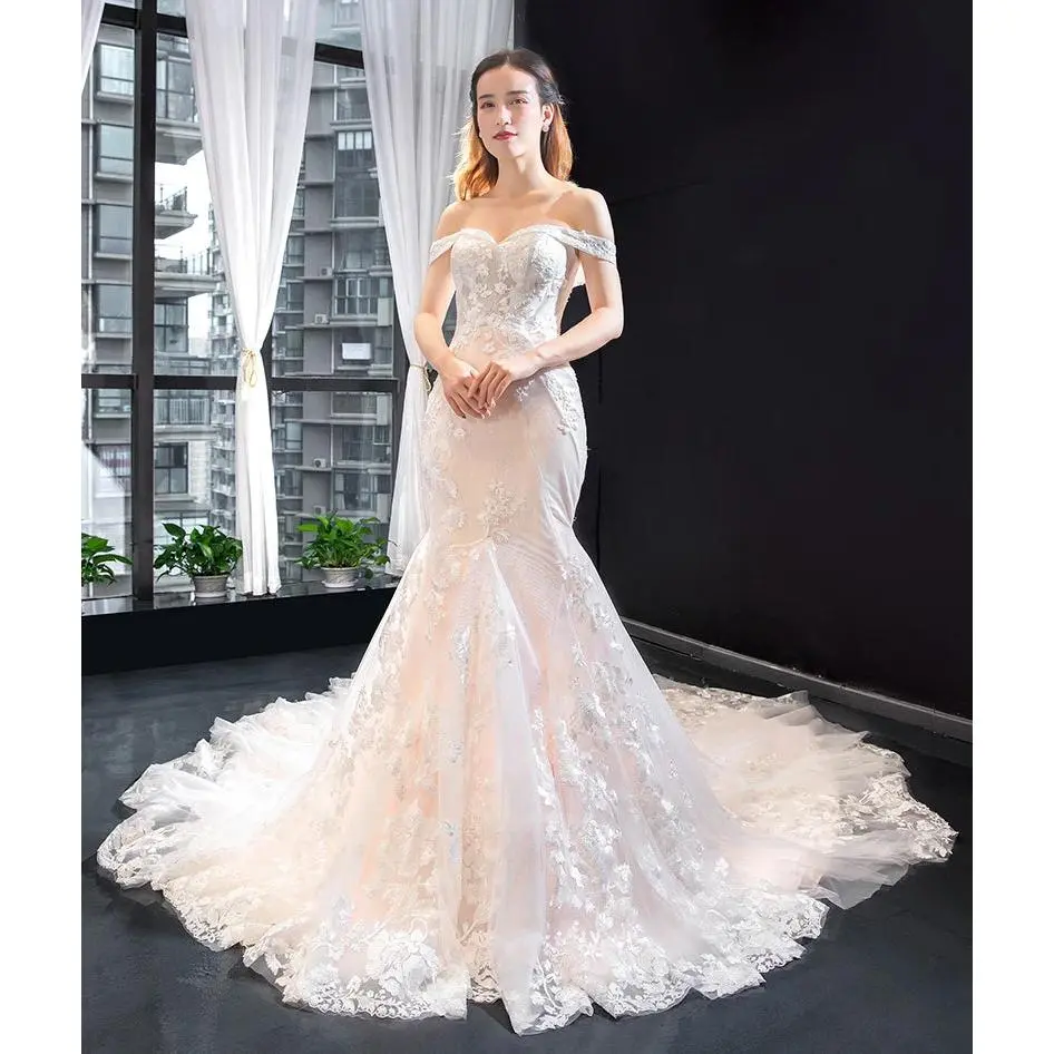 Vintage Lace Boho Mermaid Bridal Dress