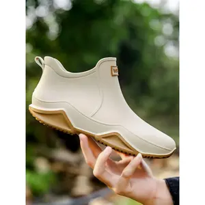 Women's Fashionable Letter Label Design Ankle Boots, Casual Waterproof Non-slip Rain Boots for Outdoor, Female All-match Round Toe Shoes for Daily Wear, Walking Shoes, Waterproof FootwearRAIMENTRY