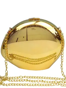 Women's Fashion Sculptural Metal Handbag, European Style Evening Bag, Unique Celebrity Party Crossbody, Trendy Metallic Shoulder Bag, Domed Crossbody