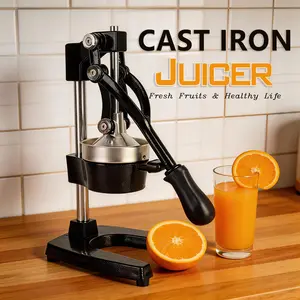 Cast Iron Juicer - Easy-to-Clean Heavy-Duty Manual Juicer, Professional Citrus Juicer - Stainless Steel Lemon Squeezer - Manual Citrus Press & Orange Squeezer - Orange Juicer (Black)