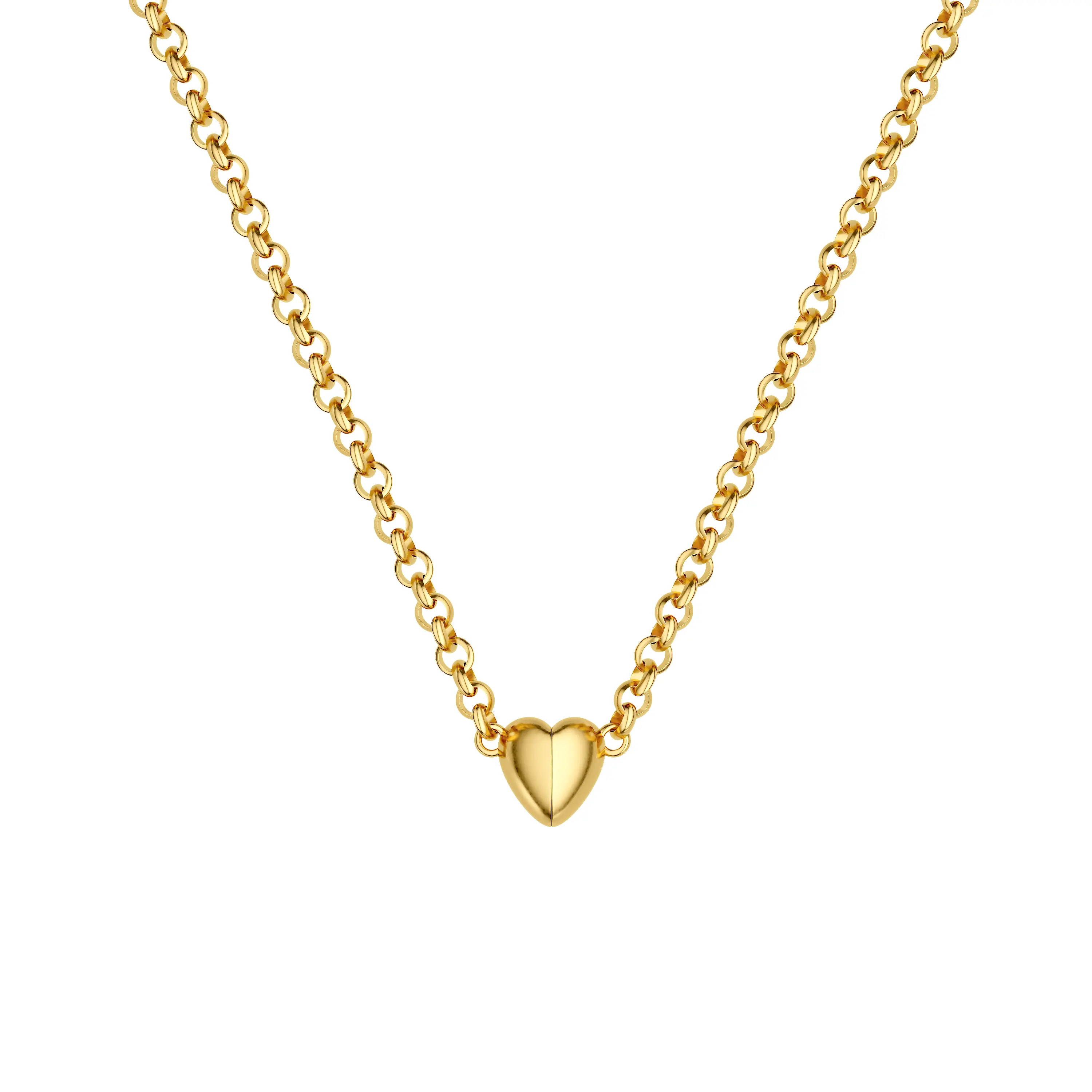 Tewiky 14K Gold-Plated Heart Shape Pendant Magnetic Necklace for Women Dainty Fashion Layer Stacking Initials Choker Necklace | Gold Necklaces for Women Fashion Jewelry love Party Gift for For Valentine's Day gifts