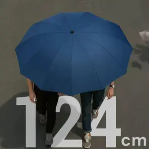 Enlarged reinforced windproof and waterproof 12 Ribs large umbrella, available for two people, with a diameter of about 124CM/48 inches under the umbrella, necessary in rainstorm weather, multi-purpose windproof umbrella