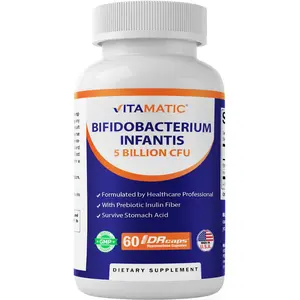 Vitamatic Bifidobacterium Infantis - 5 Billion per DR Capsule - 60 Count - Digestive Support - Made with Prebiotic Inulin Fiber