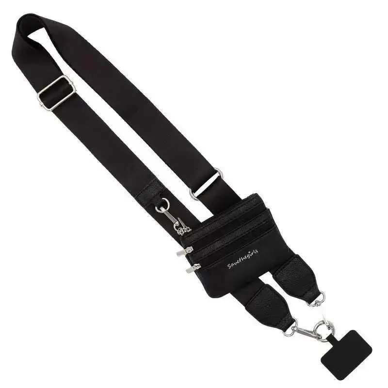 adjustable mobile phone lanyard with zipper bag, mobile phone lanyard with zipper wallet bag,crossbody mobie phone lanyard
