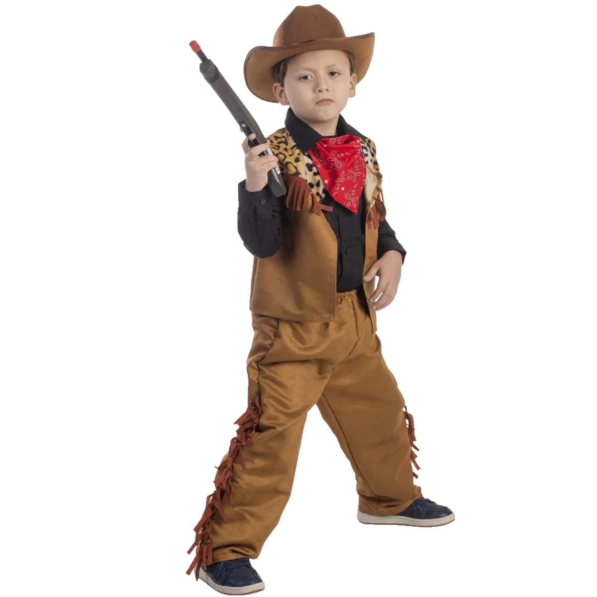 Kids' Cowboy Adventure Costume - Wild West Outfit with Fringe Vest, Pants & Red Bandana – Western Ranch Dress Up Costume For Halloween, Role Play , Pretend Play Fun, Fantasy Theme Party & Cosplay