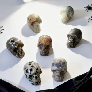Halloween Mini Crystal Skull – Hand-Carved Healing Stone, Spooky Gothic Decor for Protection & Energy Balance