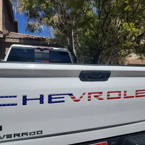 Globys 3D Raised Design Tailgate Insert Letters Emblem Compatible for 2019-2024 Chevy Silverado 1500 2500 HD Durable Decal Letters for Tailgate Customization