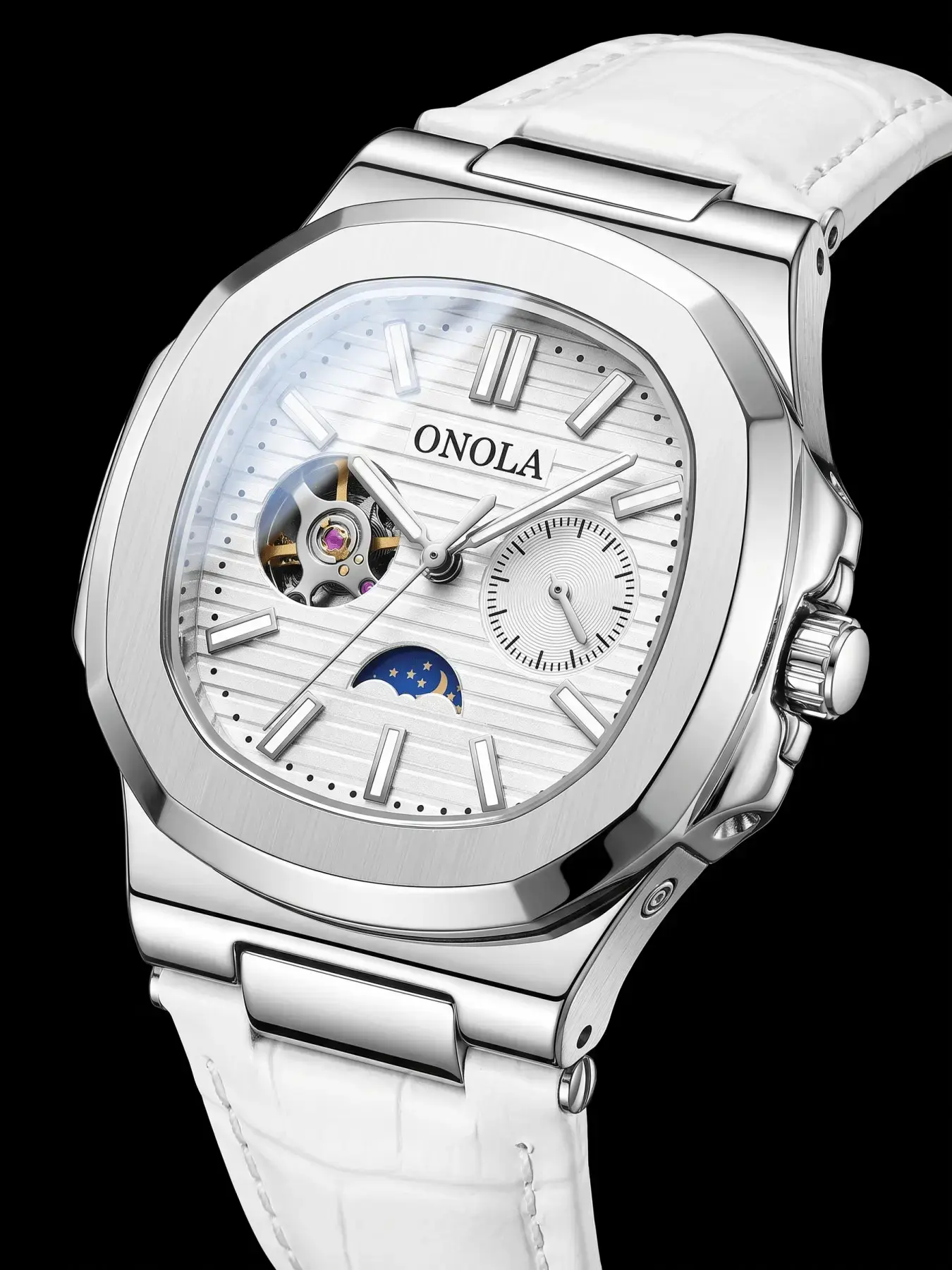 TimeVerse ONOLA Men's Business Mechanical Watch, Open-Heart Tourbillon-Style Design with Automatic Winding, 3ATM Water-Resistant Analog Wristwatch, Exquisite Watch, Perfect Christmas Gift