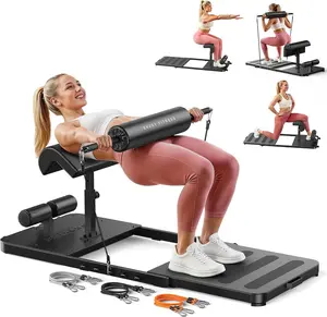 【live only】FEIERDUN HT1 Adjustable Hip Thrust Machine for Home Gym, Glute Workout Equipment with Padded Barbell Bar and 7-Level Progressive Resistance, 6-in-1 Hip Thrust Bench for Hip Thrust, Sissy Squat