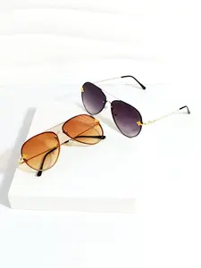 Classic Oversized Metal Punk Trendy Casual Aviator Sun Protective Sunglasses, Fashion Accessory for Outdoor Activities & Beach, Holiday Style Eyewear