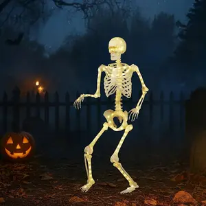 Way To Celebrate 5ft Poseable Skeleton Figurine Halloween Decoration – Indoor/Outdoor Plastic Decor