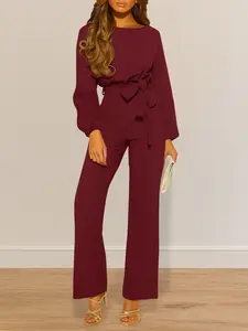 Elegant Women's Long Sleeve One-Piece Fitted Drape Jumpsuit, High Waist Slimming Chic Design, Perfect for Dates, Parties, Work, Daily Wear