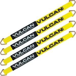 VULCAN Car Tie Down Axle Strap with Wear Pad - 2 Inch x 36 Inch - 4 Pack - Classic Yellow - 3,300 Pound Safe Working Load Tension Rope Heavy Duty