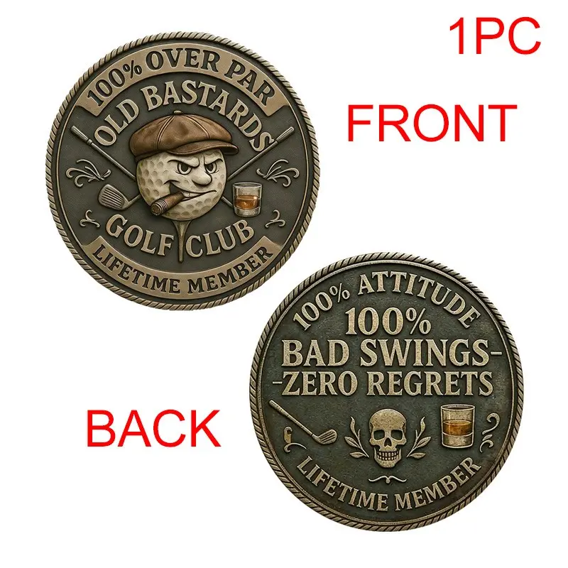 1 Piece Old Man Golf Club Memorial Coin, Collectible Sports Memorabilia, Unique Gift for Golf Enthusiasts, Durable Metal Material