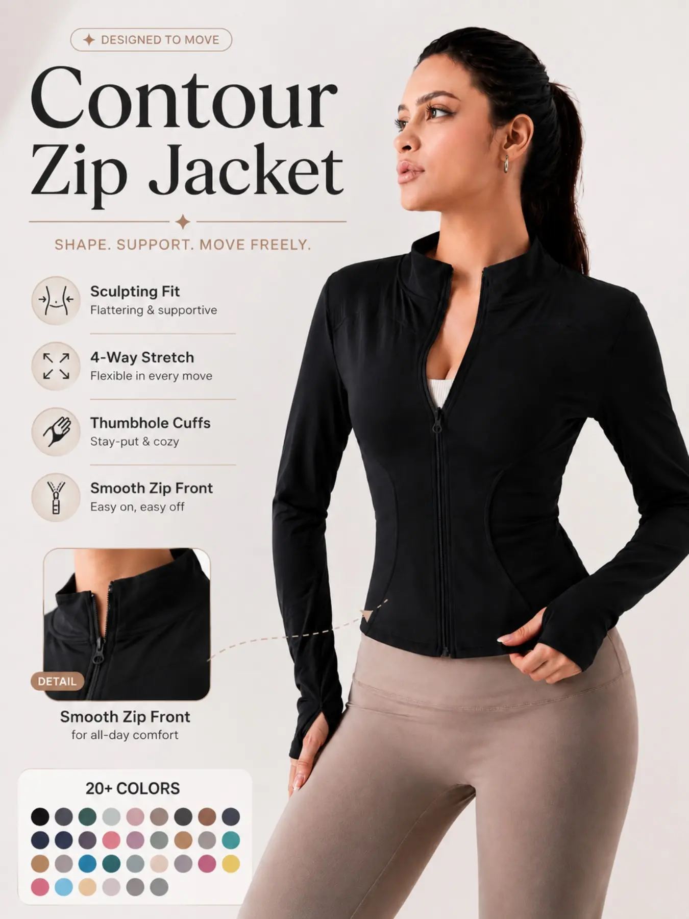 Women's Lightweight Full Zip Long Sleeve Running Jacket, Workout Jackets, Slim Fit Yoga Sportswear, Thumbhole Jacket Design, Perfect for Fitness and Gym, Sporty Breathable Outerwear, Zip Up Sportswear