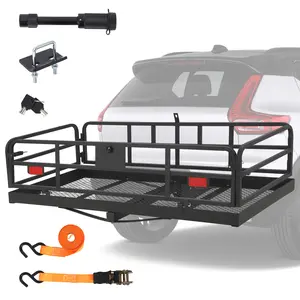 🛻 500-lb Folding Hitch Cargo Carrier, 60"x24"x14.4", Anti-Wobble, Waterproof Bag & Steel Mesh Net Included.
