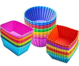 36 Pack Silicone Cupcake Liners Muffin Baking Cups Liners Reusable Non-Stick Cake Molds Sets Lunch Bento Box Dividers Accessories
