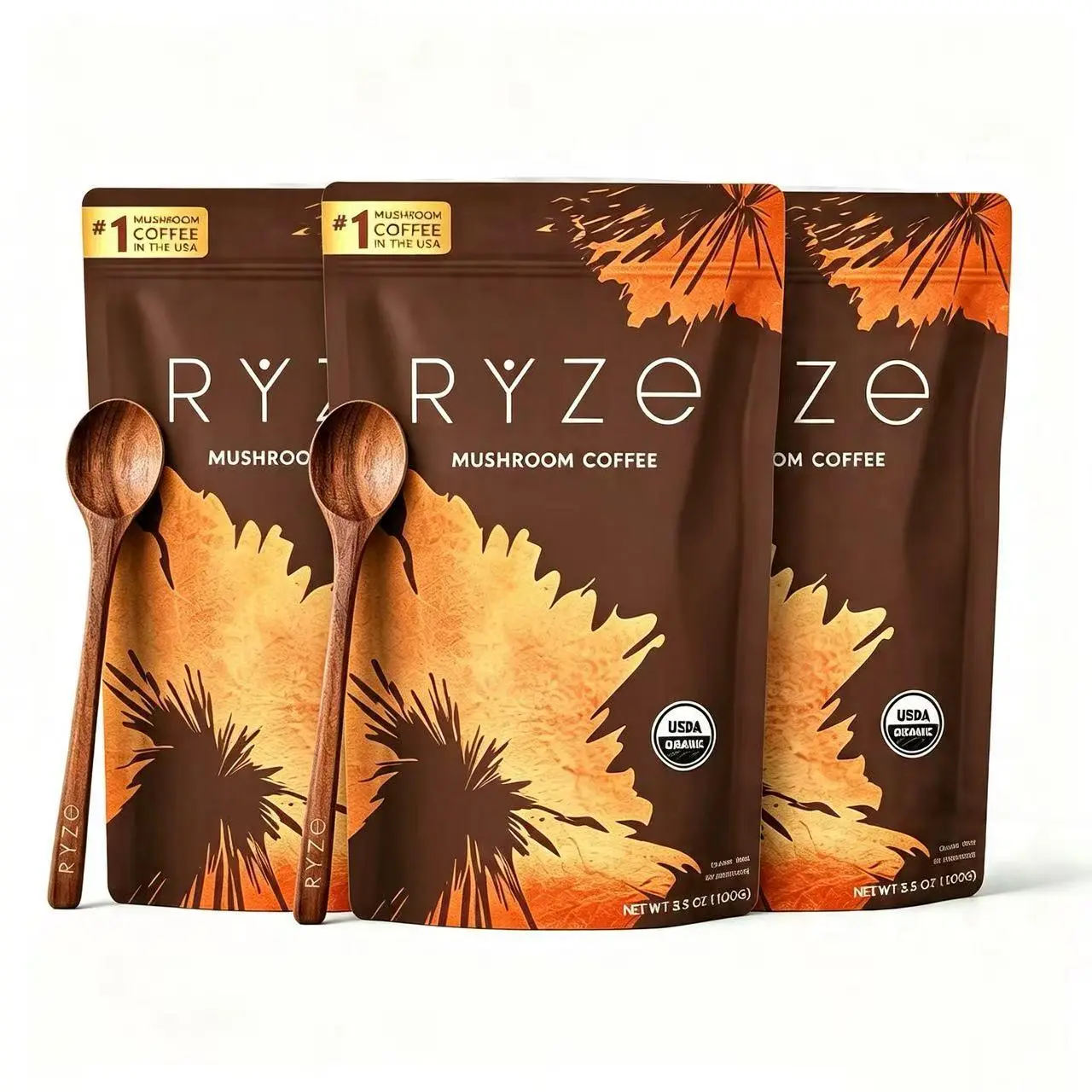 【3 PACK】 Mushroom Coffee USDA Organic with 6 Adaptogenic Mushrooms and MCT Oil