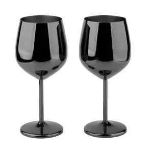 Arora Stainless Steel Wine Glass 18oz - Set of 2 Black - 3.6" D x 8.3" H (851036)