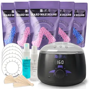 Viilife Smooth At-Home Hair Removal Waxing Kit - Pink Electric Wax Heater with Digital Display, Safe for Sensitive Skin, Face & Body Use, Prep & Aftercare Spray Included, Easy-to-Use Black Purple Flower Body Grooming Tool