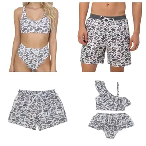Matching Grey Camo Family Swimwear Stay Stylish & Dry, Quick-Dry & Breathable Womenswear