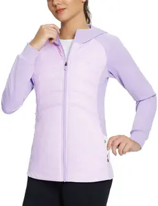 baleaf Women Winter Jacket Hood Warm Casual Lightweight Insulated Hybrid Jackets Puffer Zip Pockets Hiking Skiing Running Lounge Outwear Daily