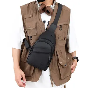 Men's Casual Large Capacity Chest Bag, Multi-pocket Zipper Ripped Design Sling Bag, Outdoor Sports Bag for Men, Casual Bum Bag, Zipper Fanny Pack