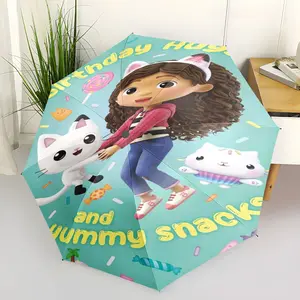 Gabby's Dollhouse(8) pattern-printed new umbrella, 1 self-folding umbrella, portable foldable travel umbrella, outdoor umbrella, Christmas, birthday and festival gift