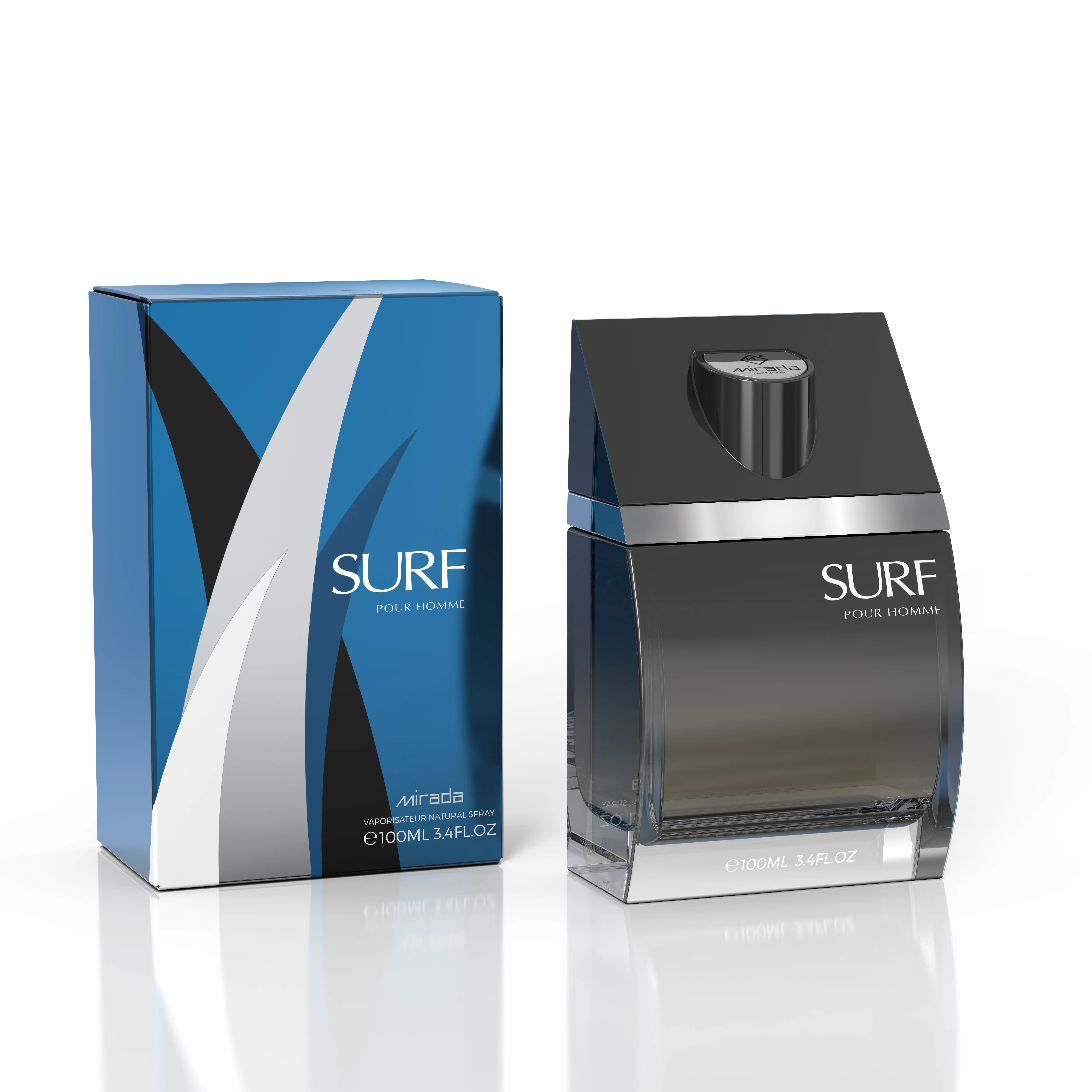 MIRADA Surf Pour Homme EDP for Men, Refreshing Lemon, Lavender, and Musk Scent with Woody and Amber Notes, 3.4 fl oz / 100ml, Clean Musk, Citrus