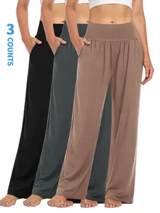 Solid Yoga Pants Women's Casual Loose Wide Leg Cozy Pants Yoga Sweatpants Comfy High Waisted Sports Athletic Lounge Pants with Pockets, Soft Comfy Sweatpants, Athleisure Style Bottoms, Spring Ahletic Sweatpants,2026 Spring trending