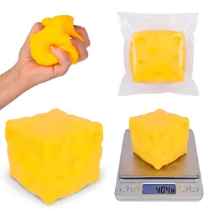 RISSA SKIN Cheese Squishy Toy - Unisex Jumbo Hyperrealistic Swiss Cheese Fidget Toy, 11cm/4.3" TPR Shell Heavy Flour-Filled Dough Block, Fast Rebound Sensory Stress Relief Desk Companion for School, Toys