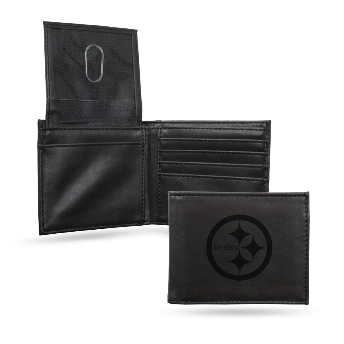 212 MAIN Durable Leather Wallet Bifold - Laser-Engraved Black Billfold with Bill Pocket, Wallet Card Holder with Card Slots, Team Logo Sports Collectible Accessory