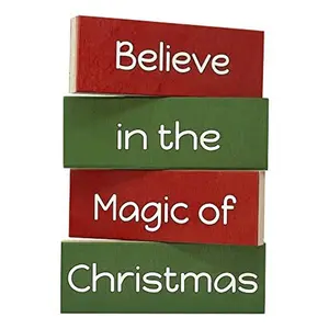 JennyGems Christmas Decor, Believe in the Magic Of Christmas, 4pc Wooden Block Set, Tiered Tray Decor, Made in USA
