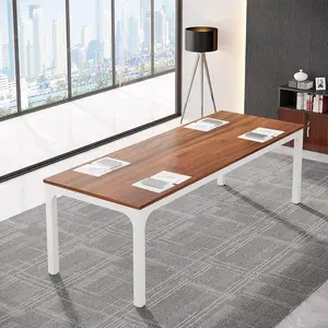 LustreC 6.5FT Conference Table, 78.7 Inche Rectangle Meeting Seminar Table,Walnut+white Large Business Tables for 6-8 People (Only Table) (Walnut+White)